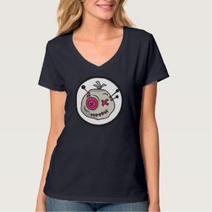 T-Shirt à col V de base pour femmes à jeton vaudou