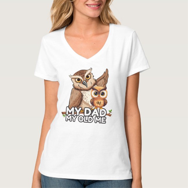 T-Shirt à col V : Mon père Mon vieux moi (blanc) (Devant)