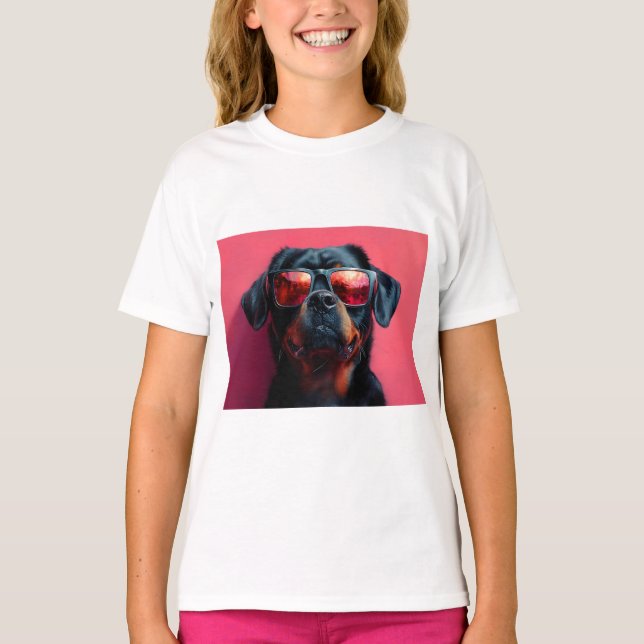 T-shirt A cool rottweiler with sunglasses (Devant)
