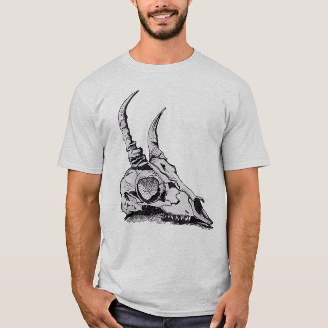 T-shirt à cornes du crâne des hommes de (Devant)