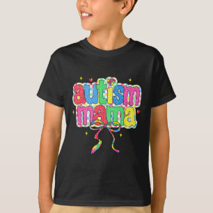 T-shirt à damiers Autisme Mama Coquette Bow Autism Lauréat