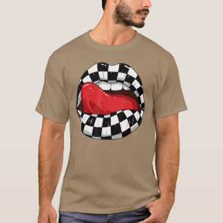 T-shirt à damiers Black White Lip Racer Course Hommes Wo