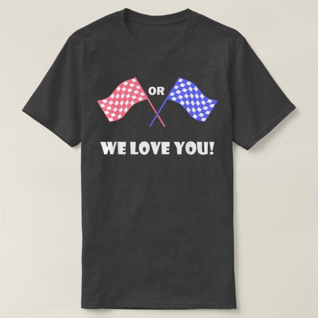 T-shirt à damiers Drapeau de course rose ou bleu Bébé Genr (Design devant)