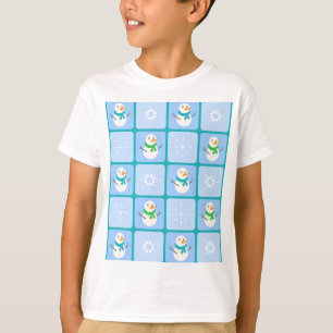 T-shirt À damiers hiver bonhomme de neige motif et flocons