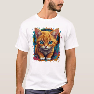 T-shirt à design esthétique avec un chat noir ador