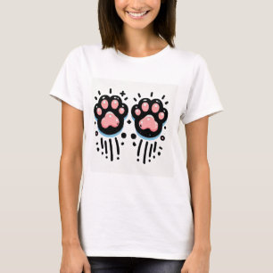 T-shirt à empreinte de patte de chat rose - Tee-sh