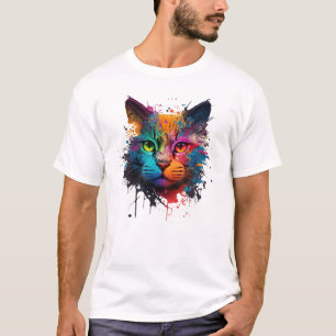 T-Shirt À Encre Néon Cute Chat