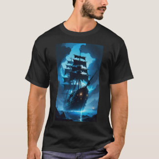 T-shirt a ghost ship, a pirate ship, a foggy ship, the Fly