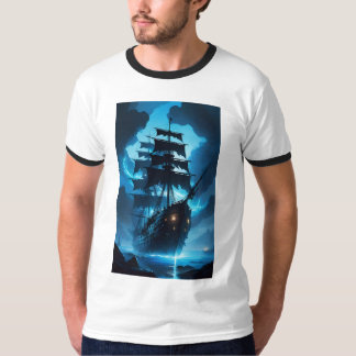 T-shirt a ghost ship, a pirate ship, a foggy ship, the Fly