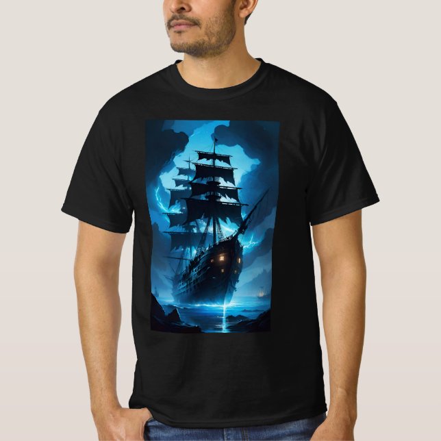 T-shirt a ghost ship, a pirate ship, a foggy ship, the Fly (Devant)