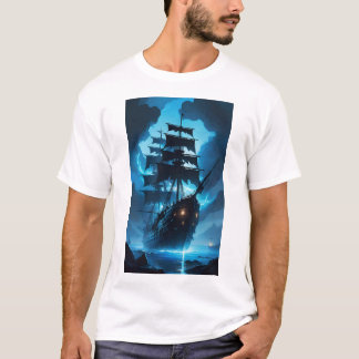 T-shirt a ghost ship, a pirate ship, a foggy ship, the Fly