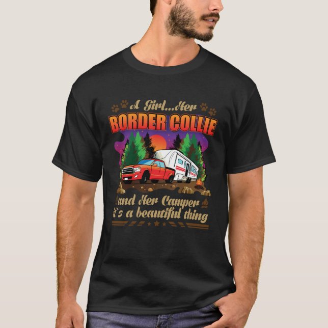T-shirt A Girl Her Border Collie and Her Camper Dog (Devant)