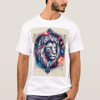 T-Shirt à l'emblème de lion géométrique cosmique