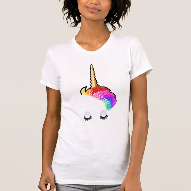 T-Shirt à licorne arc-en-ciel (Devant)