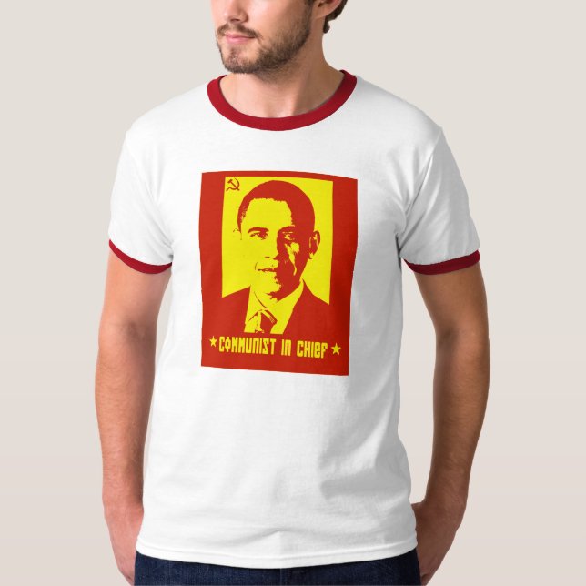 T-shirt à manches longues anti-Obama communiste po (Devant)