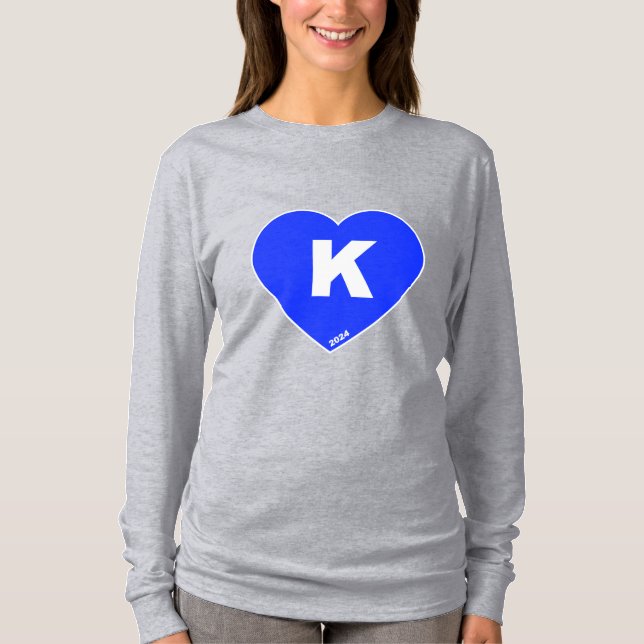 T-shirt à manches longues bleu et blanc K-Heart po (Devant)