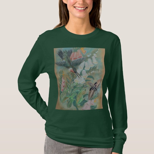 T-shirt à manches longues Colibri et papillon de n (Devant)