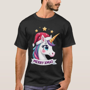 T-shirt à manches longues Licorne de Noël