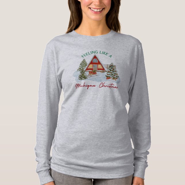 T-shirt à manches longues Michigan Christmas (Devant)