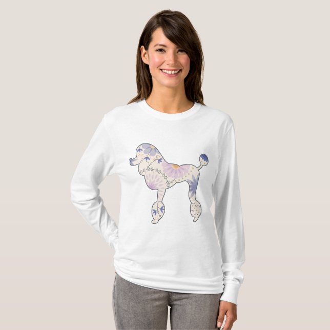 T-shirt à manches longues pour femmes avec caniche (Devant entier)