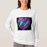 T-shirt à manches longues pour femmes pourpre coeu