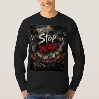 t-shirt à manches longues stop design guerre