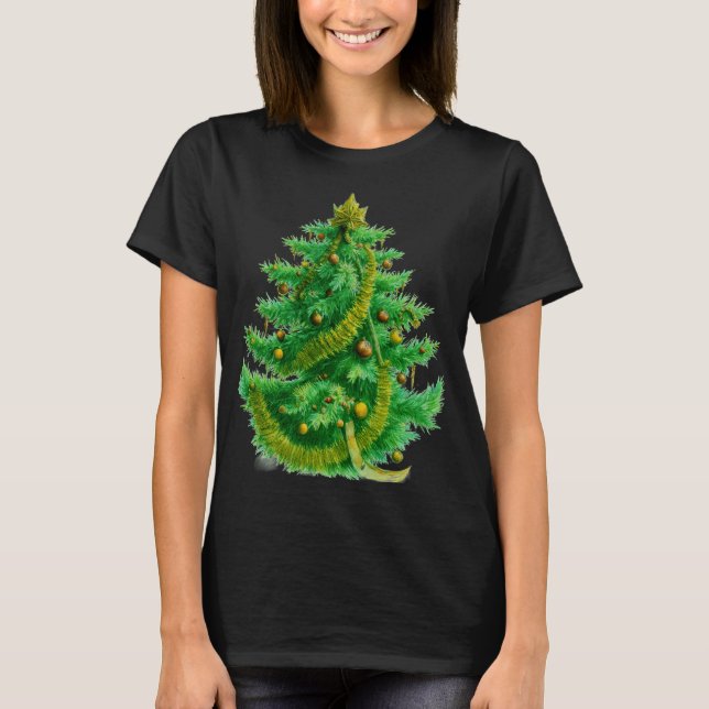 T-shirt A Mandelbrot Christas Tree With Red & Green Bulbs (Devant)