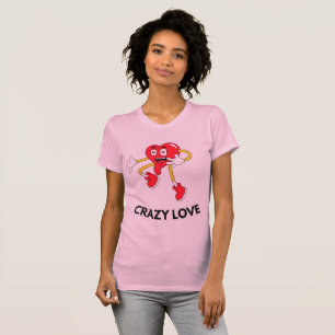 T-shirt à mascotte cœur d'amour fou pour femmes -