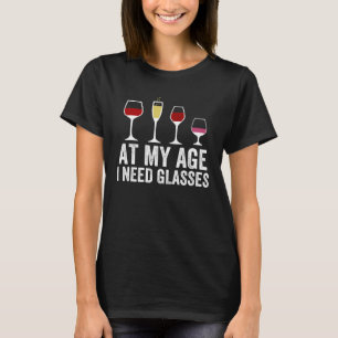 T-shirt À Mon Âge J'Ai Besoin De Lunettes Vin Cocktail Boi