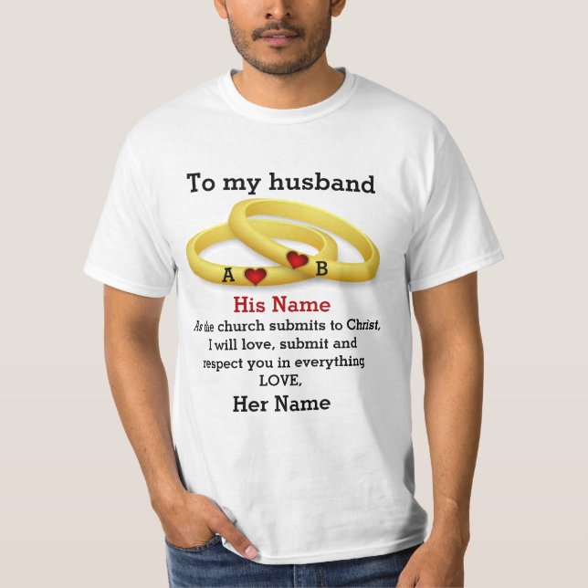 T-shirt À mon mari pour lui mariage couple anneau monogram (Devant)