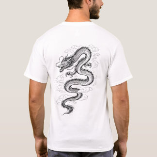 T-shirt à motif de dragon asiatique traditionnel e