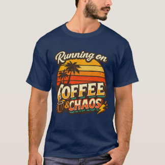 T-Shirt à motif humoristique Café & Chaos pour une