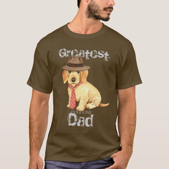 T-shirt À poils durs Dachshund Papa (Devant)