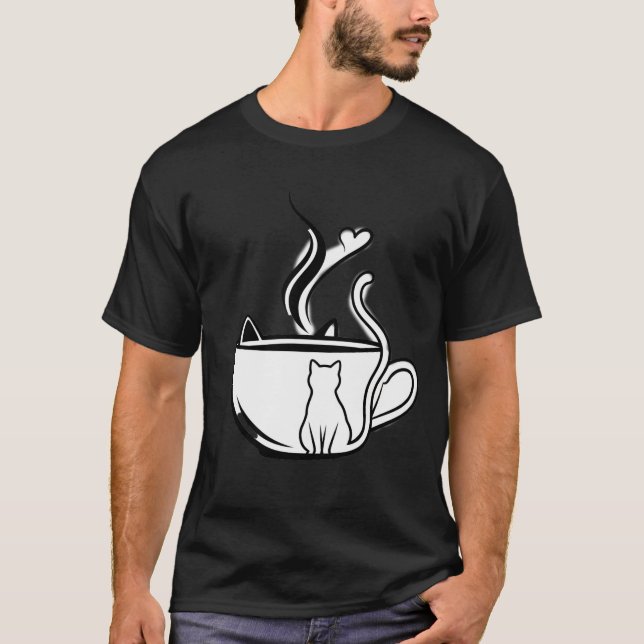 T-shirt A Purr-fect Brew: Black & White Cat (Devant)