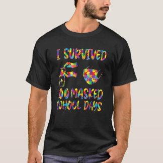T-shirt A survécu à 100 jours d'école masquée Autisme Joye