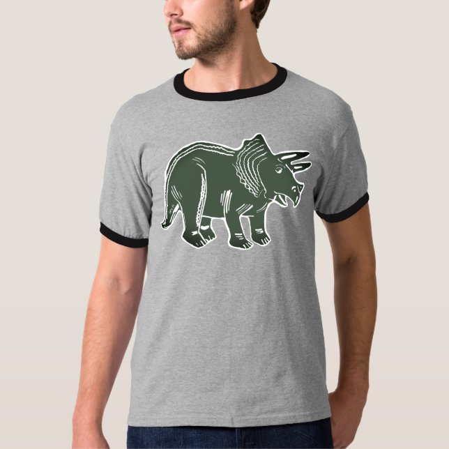 T-Shirt à tricératops de Dark Green (Devant)