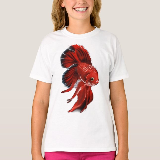 T-shirt A vibrant red betta fish swimming. (Devant)
