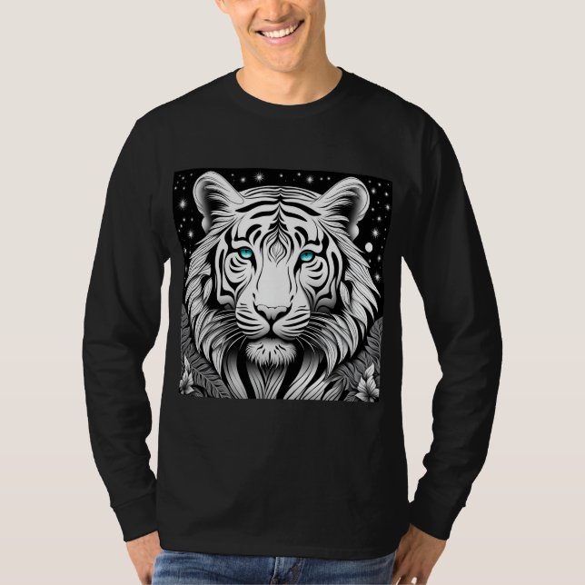 T-Shirt à visage de tigre illustré (Devant)