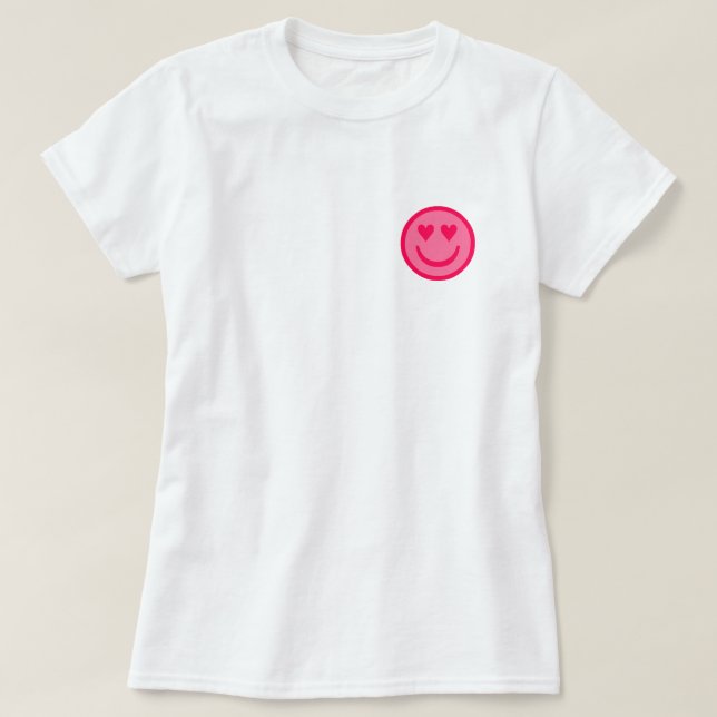 T-shirt à visage joyeux au coeur preppy (Design devant)