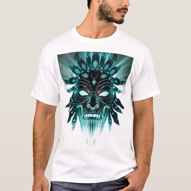 T-shirt à visage tribal Hologram (Devant)
