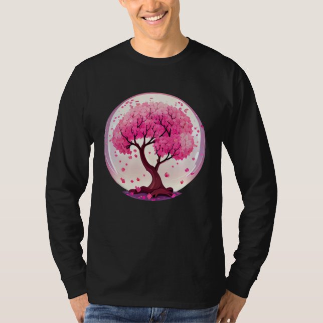 T-shirt A Work of with a Geometric Cherry Blossom Tree (Devant)