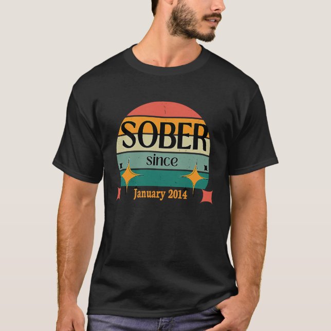 T-shirt AA NA Celebrate Sobriety Since January 2014 Sober  (Devant)