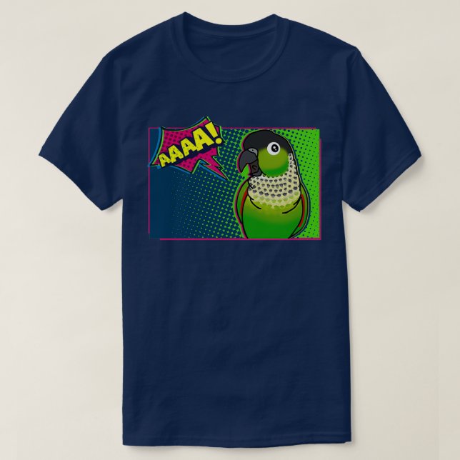 T-shirt AAAAA Black capped Conure Comic (Design devant)