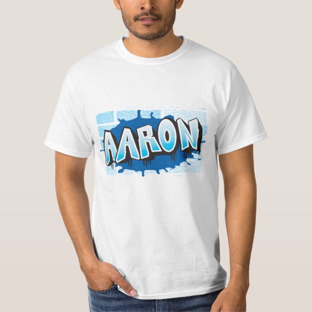 T-shirt Aaron Votre Graffiti Nom Arrière - plan Brick Wall (Devant)
