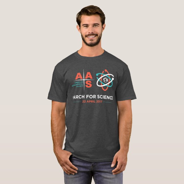 T-shirt Aas+Mars pour la Science ; Charbon de bois Heather (Devant entier)