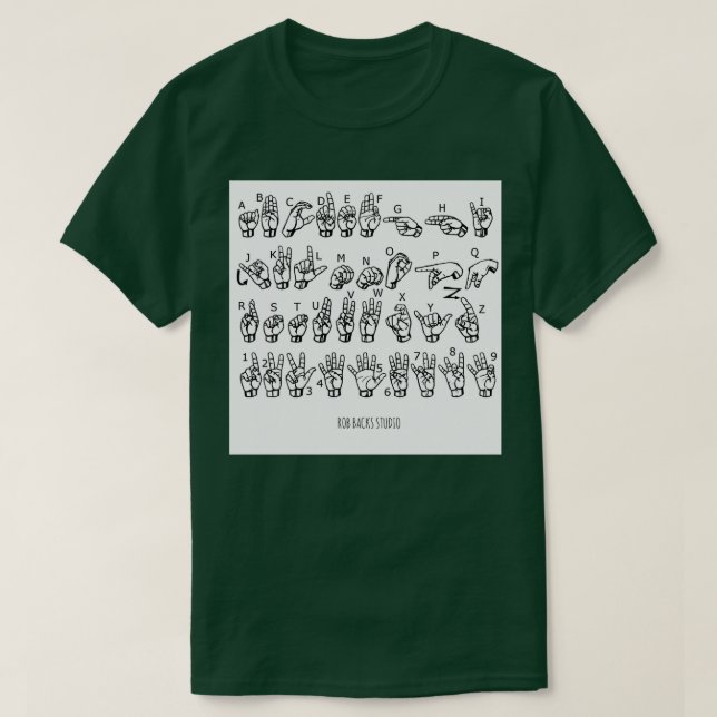 T-shirt ABC Alphabet American Sign Language Finger Spell L (Design devant)