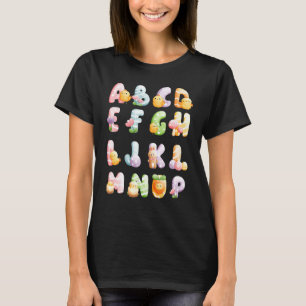 T-shirt Abc Alphabet de Pâques Animaux de Pâques Thé de l'