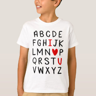 T-shirt Abc Alphabet I Love You English Enseignant Valenti