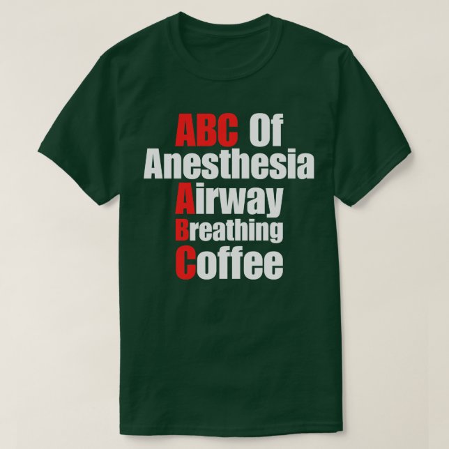 T-shirt ABC De L'Anesthésie Airway Respiration Café (Design devant)