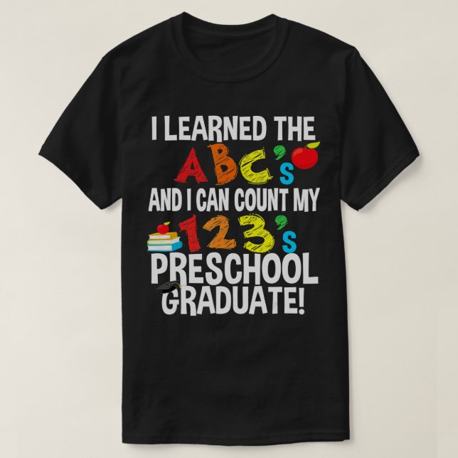 T-shirt ABC et 123 Parti d'études supérieures préscolaires (Design devant)